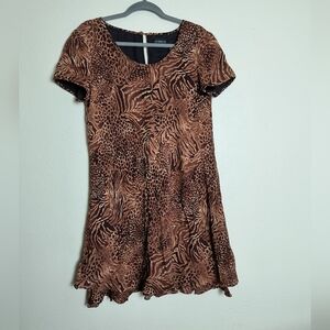Liz Claiborne Brown Animal Print Dress Women's Size 10